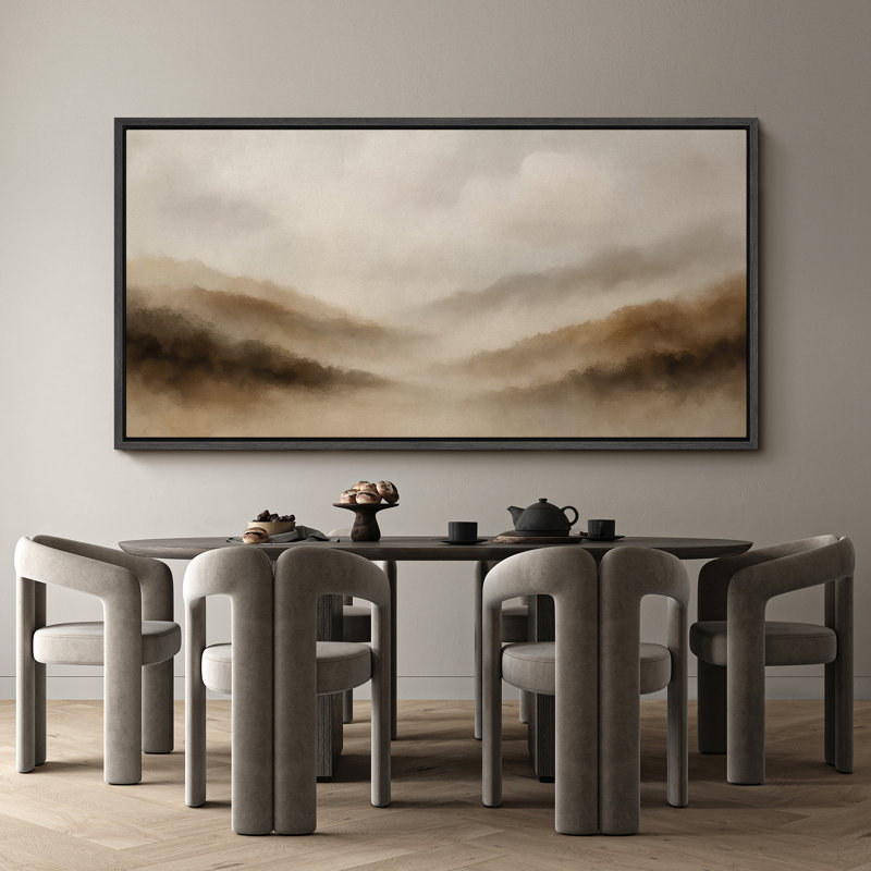 Grande impression sur toile encadrée, impression de paysage abstrait neutre pour décoration murale moderne minimaliste, Noir