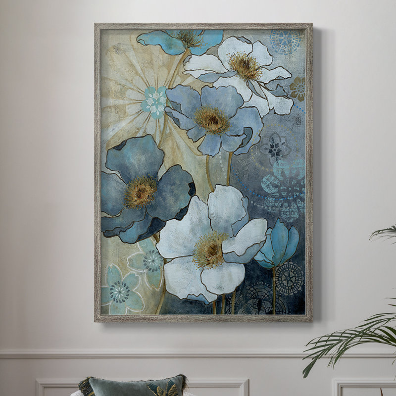 Blue Denim Garden I, reproduction encadrée - bois massif, H 15 po x l 12 po