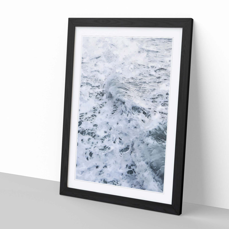 Waves in White - Framed Print, 76cm H x 50cm W x 2cm D, Black