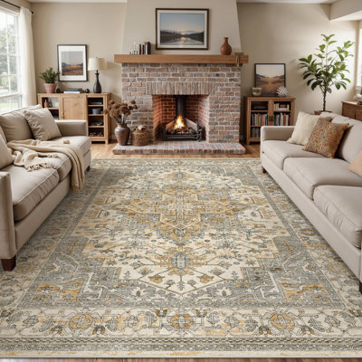 Elaine Machine Washable Oriental Area Rugs With Non-Slip Backing