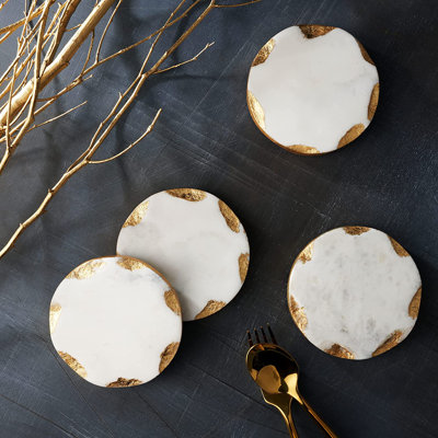 Edica Marquise Raw Edge Marble Coaster Set