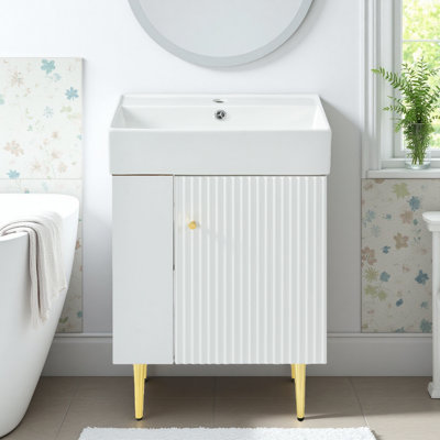 21.6" Bathroom Vanities, Freestanding Vanity with Single Sink