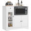 Armoire à micro-ondes - Rangement de cuisine avec 3 portes, 1 tiroir et tablettes réglables, support de micro-ondes buffet pour la cuisine ou la salle à manger, blanc