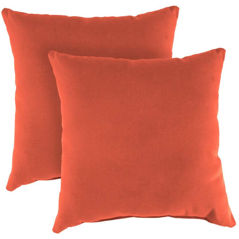 Sunbrella Outdoor Throw Pillow, Canvas Melon Sunbrella® Canvas, 16" H x 16" W