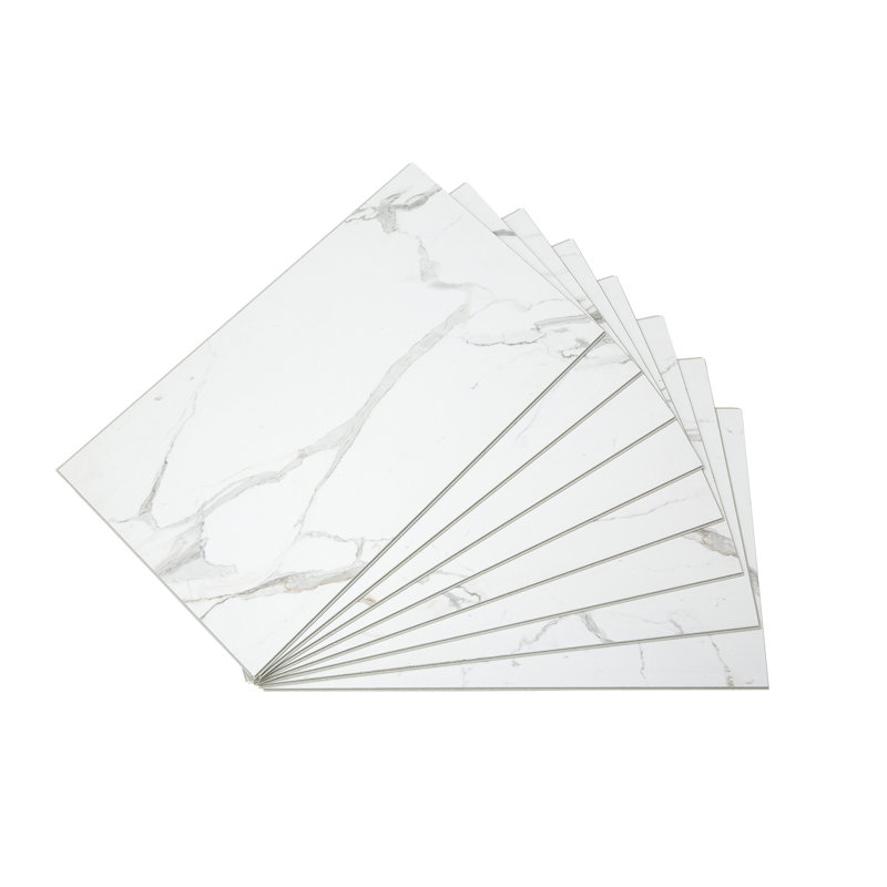 Palisade 25.6 in. x 14.8 in. Interlocking Vinyl Waterproof Wall Tiles, Carrara Marble