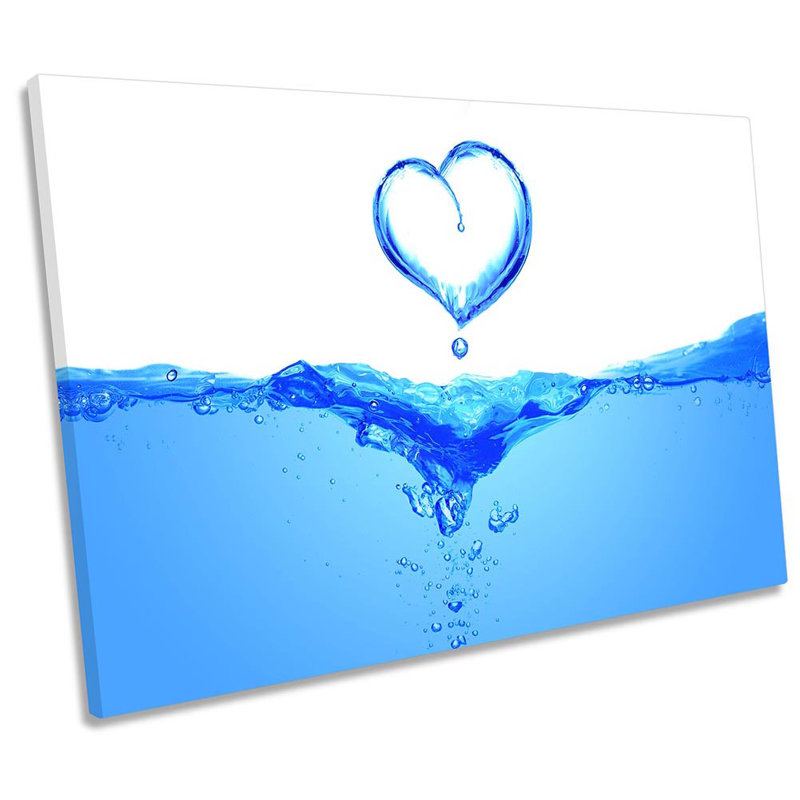 Heart Water Splash Bathroom - Wrapped Canvas Art Prints, 91.4cm H x 137.2cm W x 4cm D
