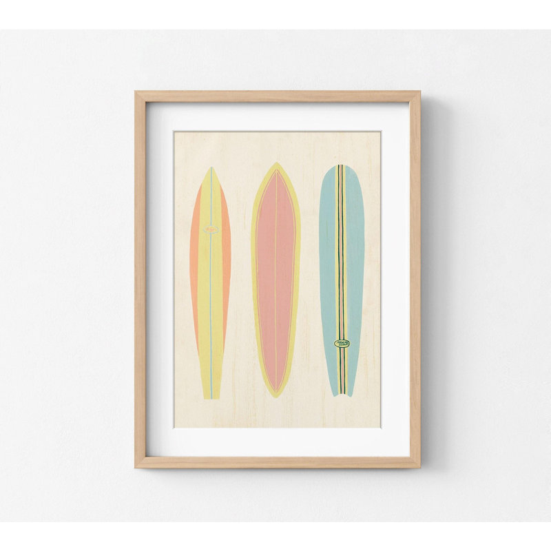 Art mural de planche de surf Kyle Pastel Tone, impression de cadeau de surfeur encadré, affiche de planche de surf tropicale, art mural de chambre de fille surfeur