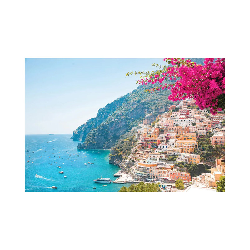 «Perfectly Pink Positano Beach» - Estampe numérique sur toile tendue avec châssis