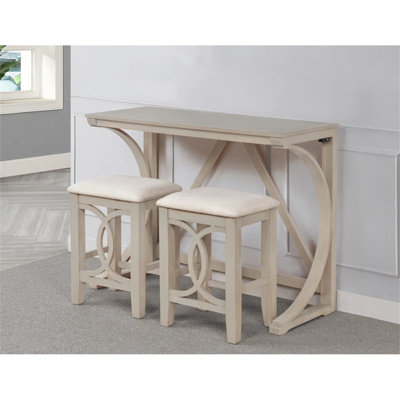 3-Piece  Wood Counter Height Set With Dual-USB Ports