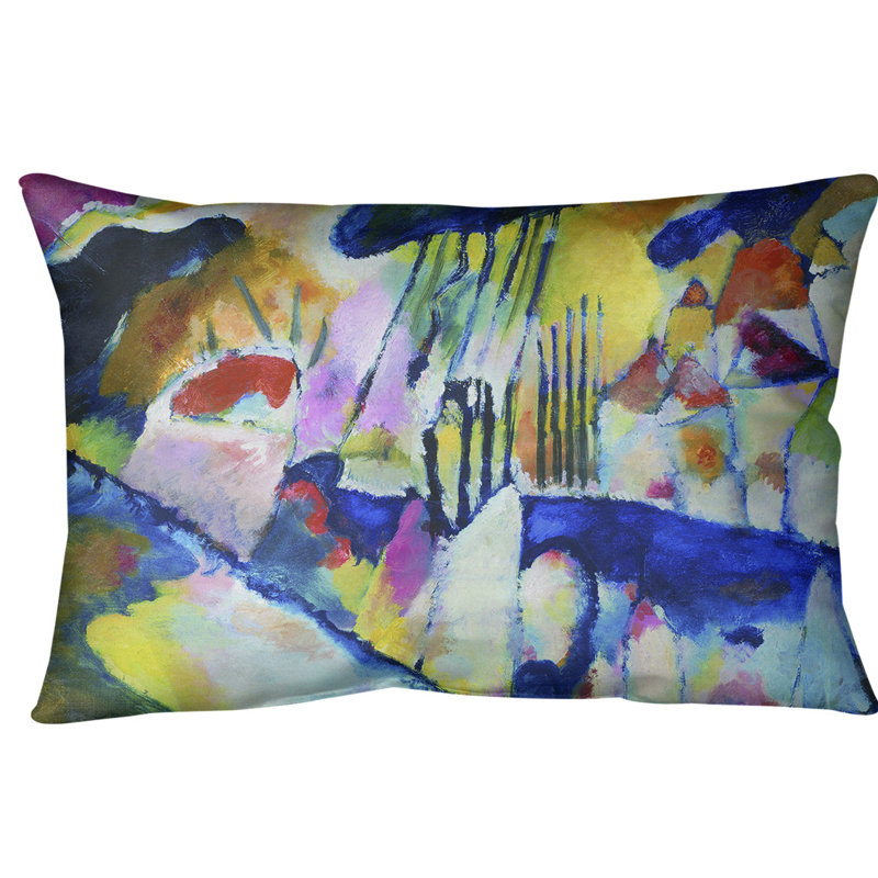 Oreiller avec coussin lombaire avec pluie paysage, Arc-en-ciel, Sergé de coton