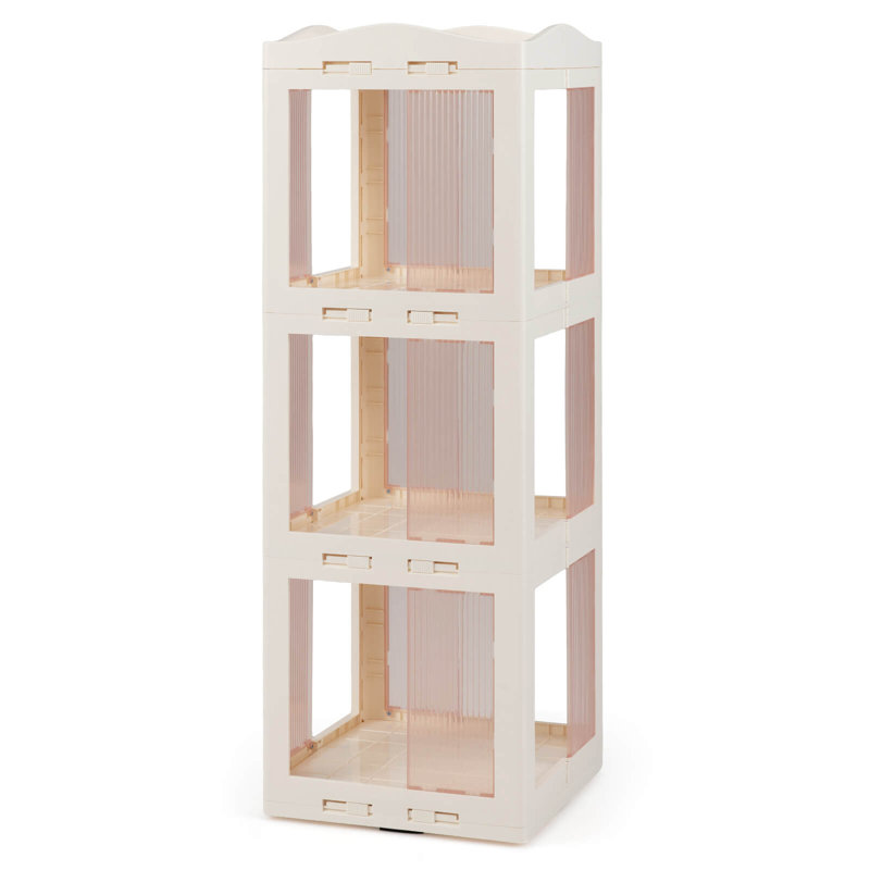 Bibliothèque pivotante à 360 ° avec base pivotante, bibliothèque rotative à 3 niveaux pour bureau blanc