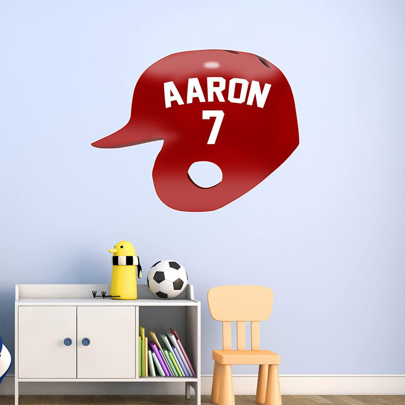 Adhésif décoratif casque de baseball, H 18 po x l 23 po, Oui, Rouge