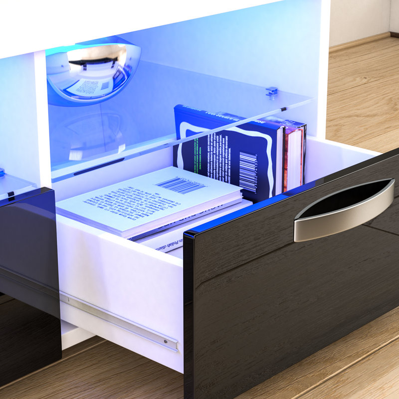 Blakely Unfinished TV Stand for TVs up to 43", White & Black