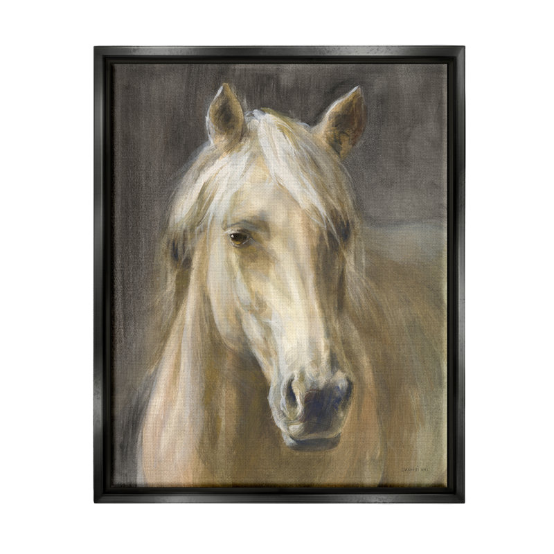 «Union Rustic Palomino Horse Portrait» par Danhui Nai, H 21 po x l 17 po x P 1,7 po, Cadre flottant noir de jais