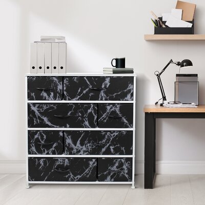 Sorbus Dresser With 8 Drawers - Furniture Storage Chest Tower Unit For Bedroom, Hallway, Closet, Office Organization (Marble White â Black Frame) -  DRW-8D-MBW3