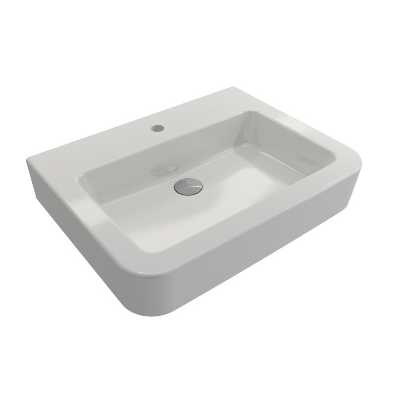 Parma 25.59'' L Bathroom Sink, White, Single-Hole