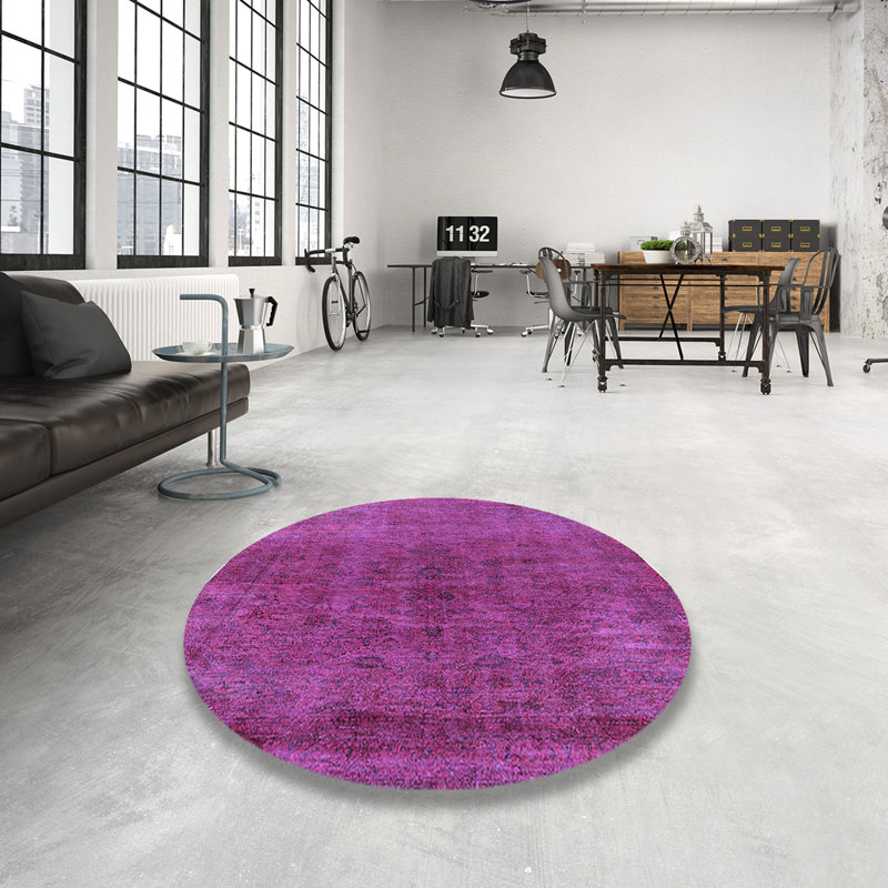 Tapis 100% moderne lavable à la machine de style Mid-Century 1853, Rond 4 pi