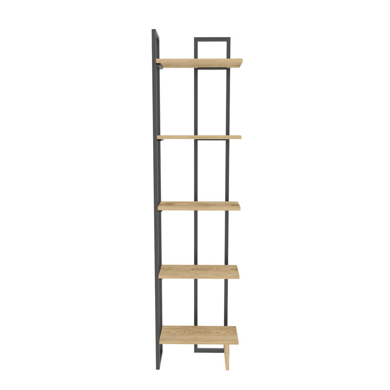 Alica 180cm H x 45.2cm W Corner Bookcase, Black/Oak