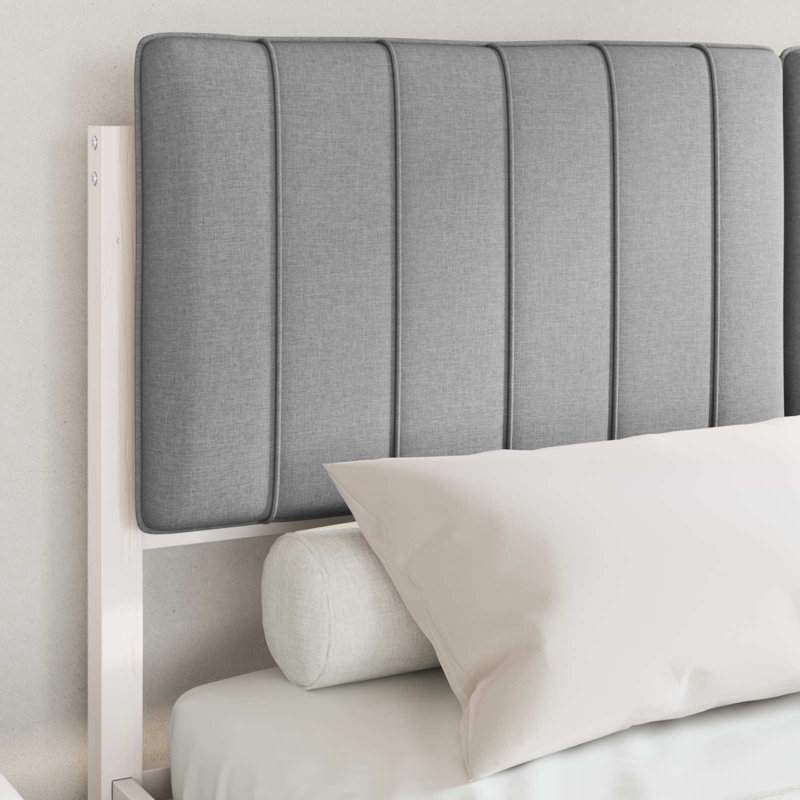 Solid Wood Bed Frame, European Double (140 x 200 cm), White/Light Grey