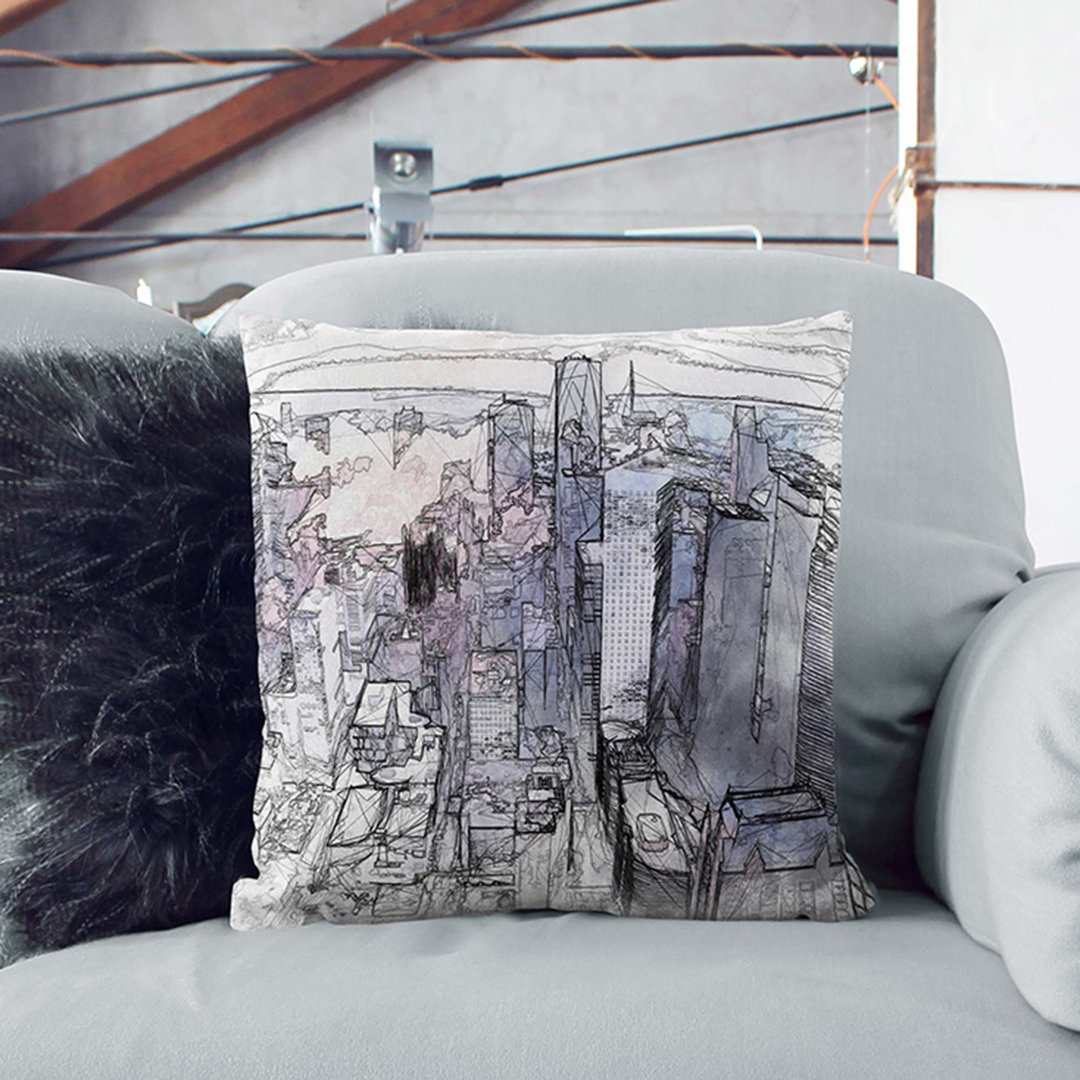 Houston Texas Skyline in Abstract Cushion with Filling