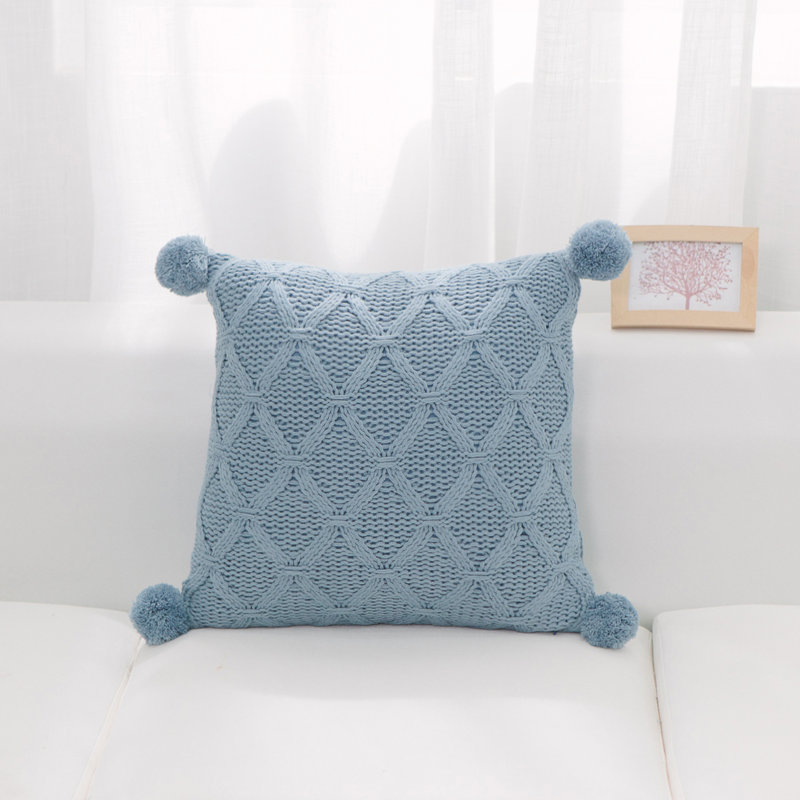 Housse de coussin décoratif carré en acrylique Blaykleigh, Bleu