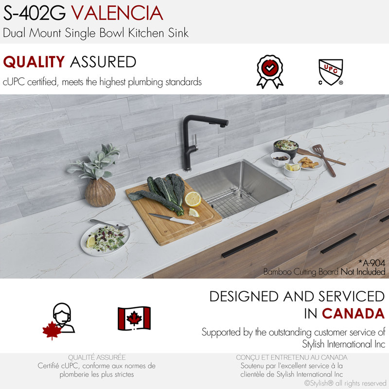 31-Inch Stainless Steel Drop-In Kitchen Sink with Grid and Strainer