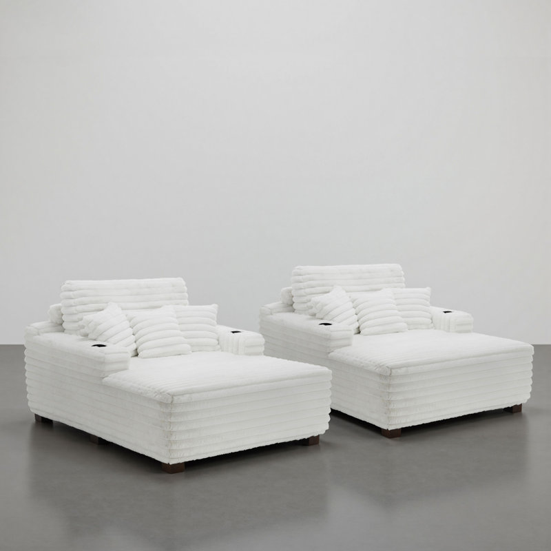 Upholstered Chaise Lounge, Beige