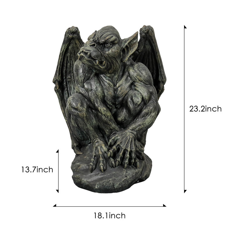 SunJet 23.2" Concrete Large Silas Sentinel Gargoyle Guardian Sculpture