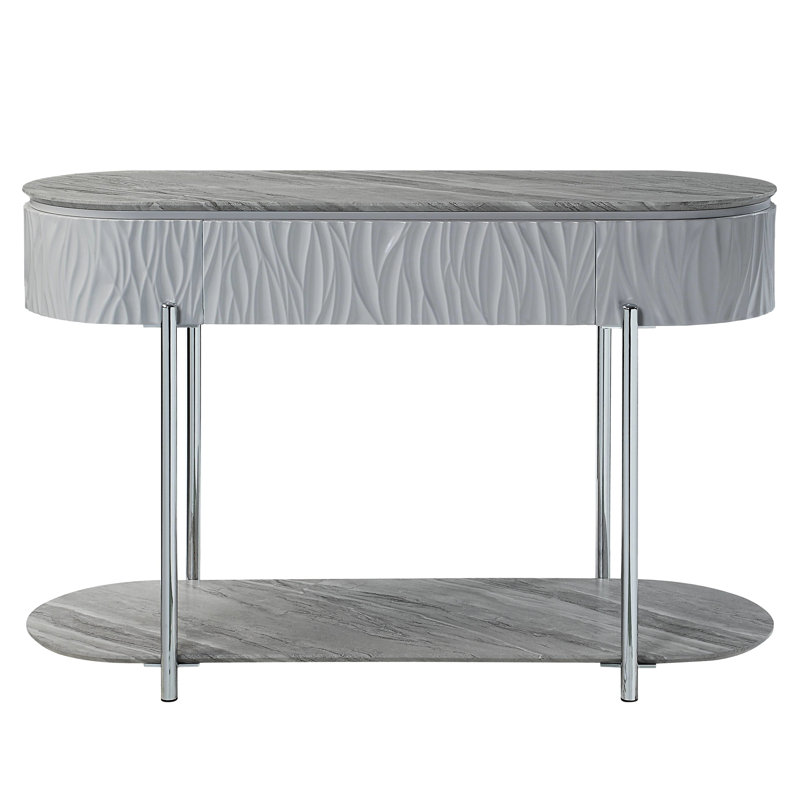 High Gloss Table Gray - 55.01Lb Weight, 15.95In Depth Functional With Drawer Storage And Features Sideboard 30.74In Height Stylish