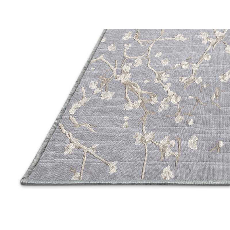 Machine Washable Blue Area Rug, Square 7'