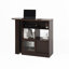 Armoire de bar moderne en noyer avec 6 boîtes de rangement et une étagère à condiments rotatifs, noyer, espaces 2 portes en verre