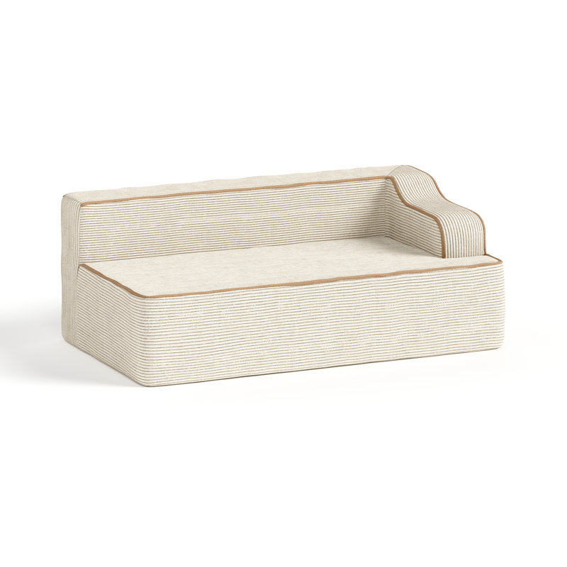 Beige Two-seater Sofa With 3 Cushions, Beige