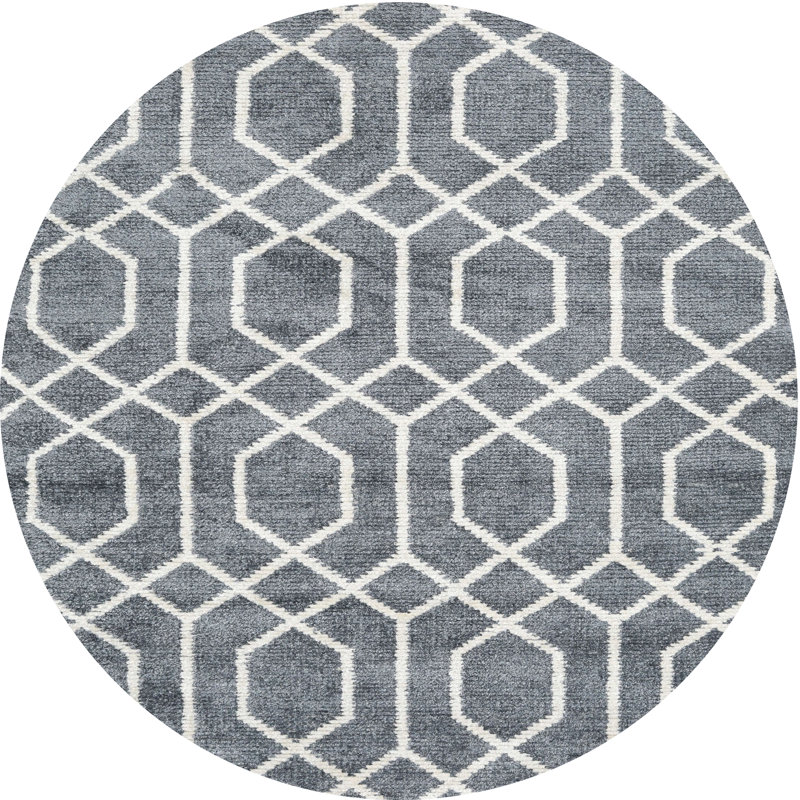 Tapis contemporain gris, Rond 3 pi