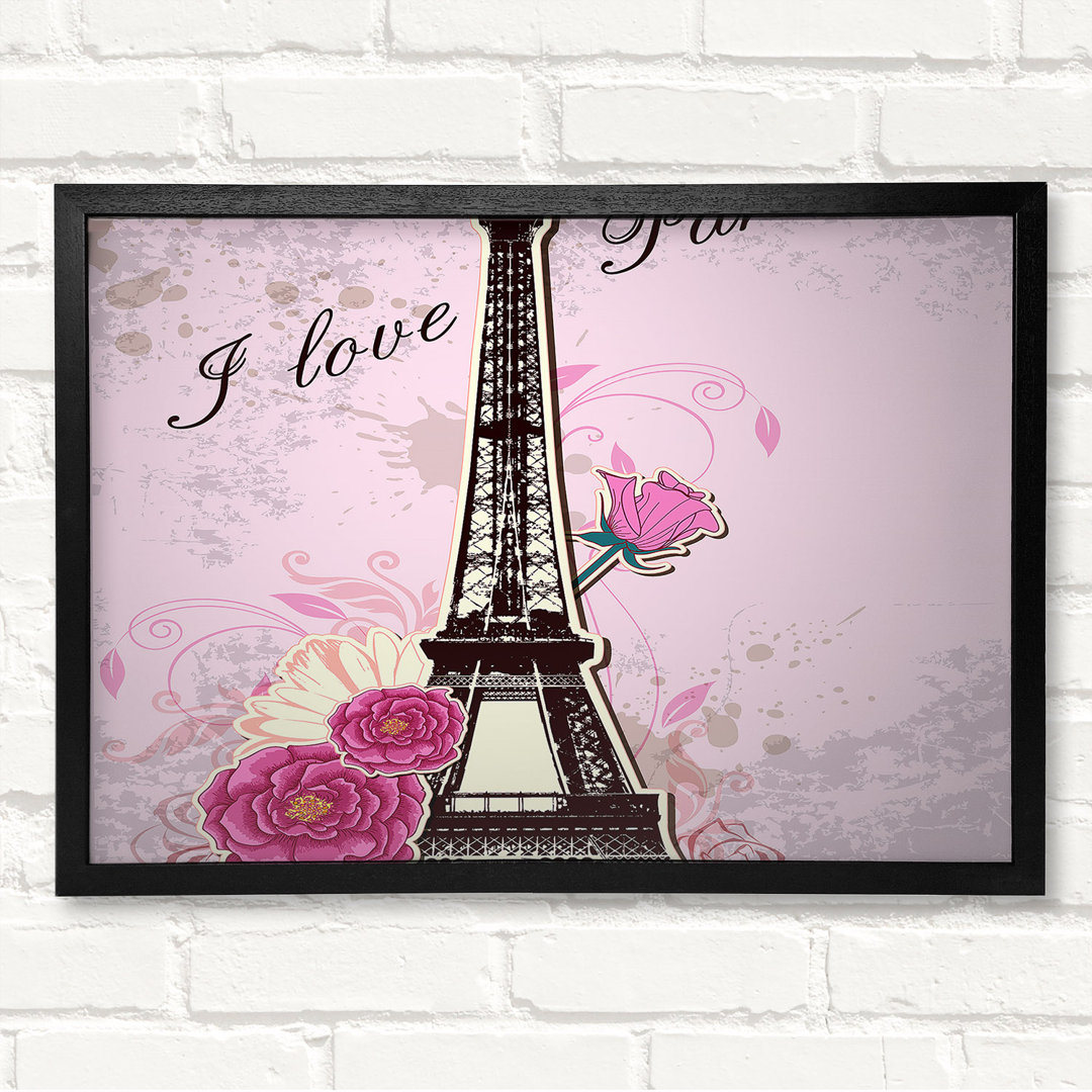 Gerahmtes Leinwandbild Eiffel Tower Love 1