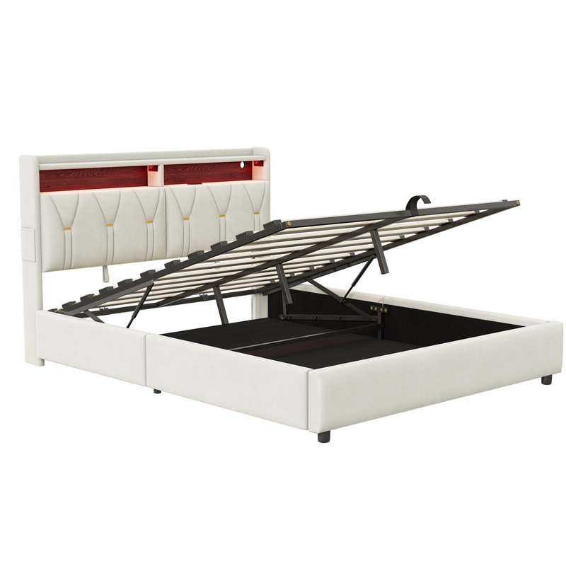 Upholstered Ottoman Bed, EuropeanKingsize (160 x 200 cm)