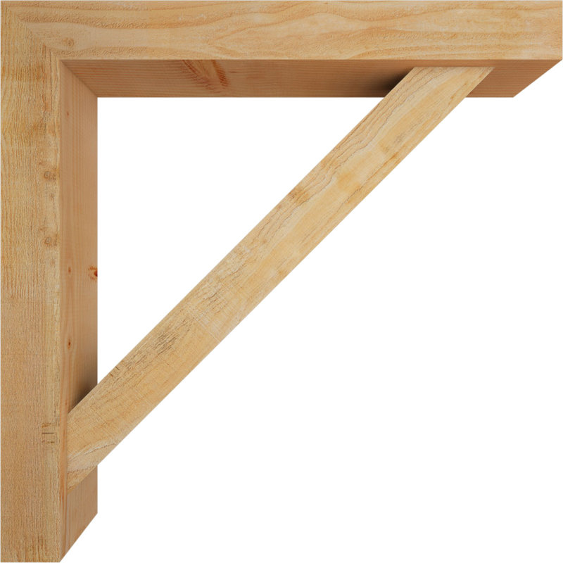 Traditional Block Bracket w/ Offset Brace, 38 x 38, 6"W Douglas Fir (Rough Sawn)