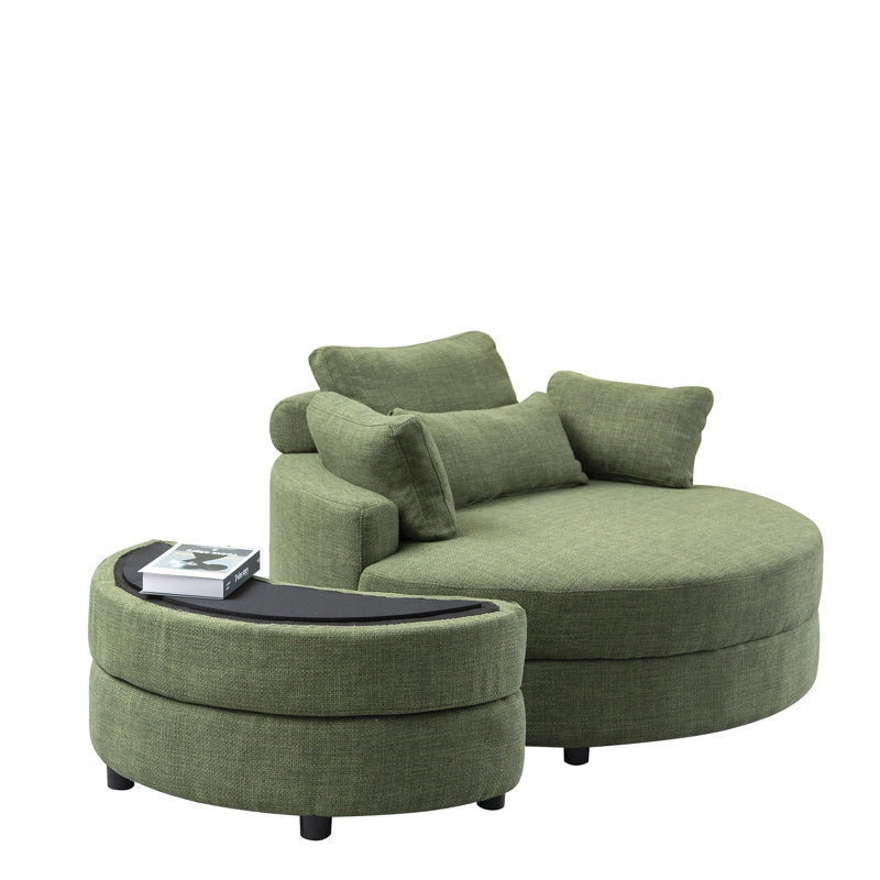 51.2" Oversized Recliner Chair Upholstered Sofa With Storage Ottoman, Green