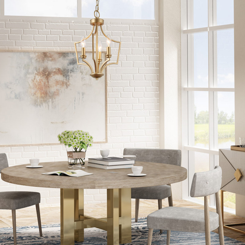 Lustre géométrique à 3 lumières de style bougie Loray