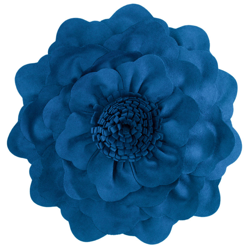 Housse de coussin décorative 3D faite à la main avec pivoine 3D, Bleu