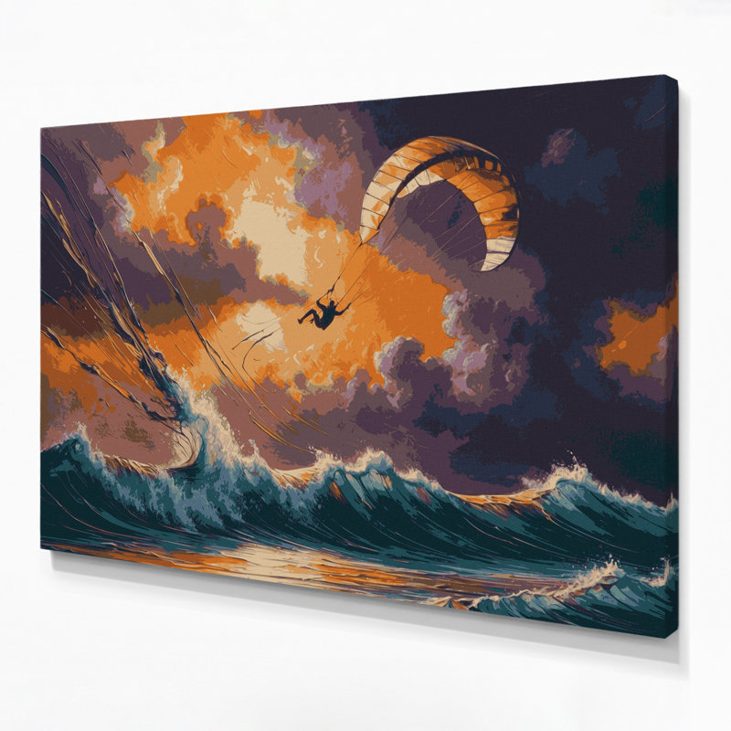Art sur toile gris Sports Kiteboarding, H 16 po x l 20 po