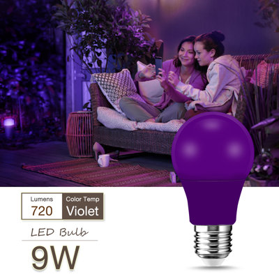 60-Watt A19 Non-Dimmable LED Light Bulb in Purple E26/Medium (Standard) Base
