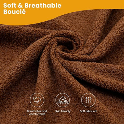 KKL Deep Seat Sofa 89" With Throw Pillow, Modern Sofa, Couches For Living Room, Comfy Sofa, Sleeper Couch, Bouclé, Brown