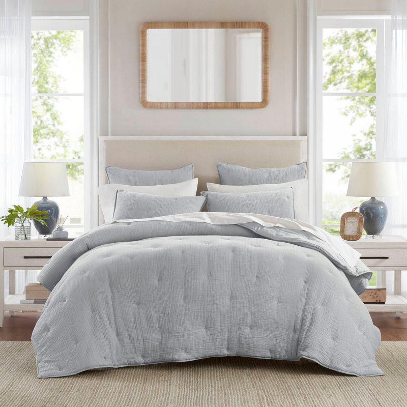 Ensemble de courtepointe en mousseline de coton brodée avec taies décoratives