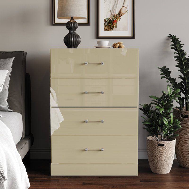 4 DRAWERS CHEST IN GOLD, Gold