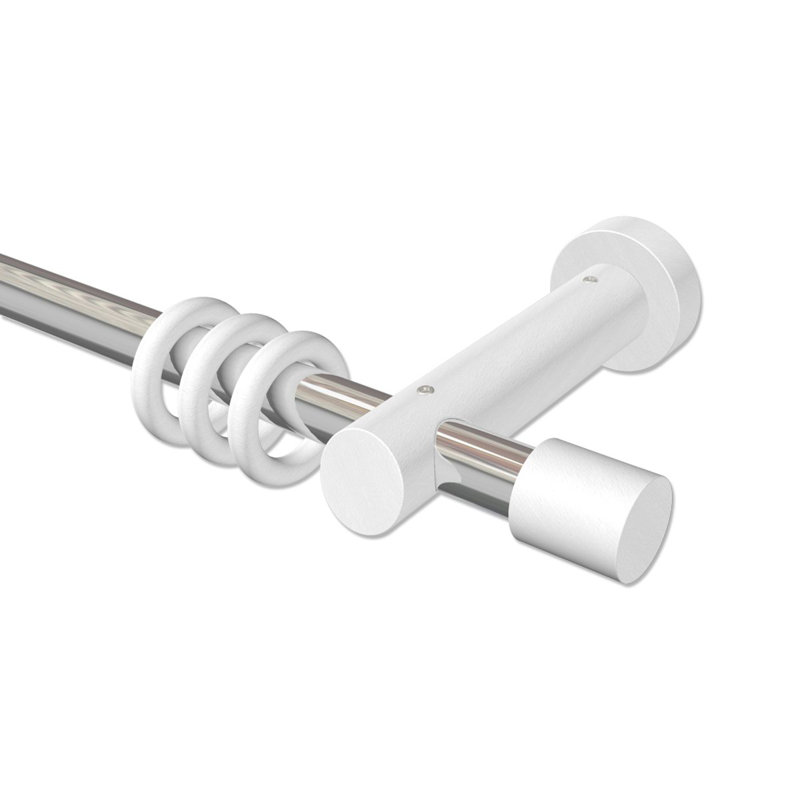 Roswell Curtain Pole Set, Chrome/White Lacquered, 5cm H x 420cm W x 15cm D