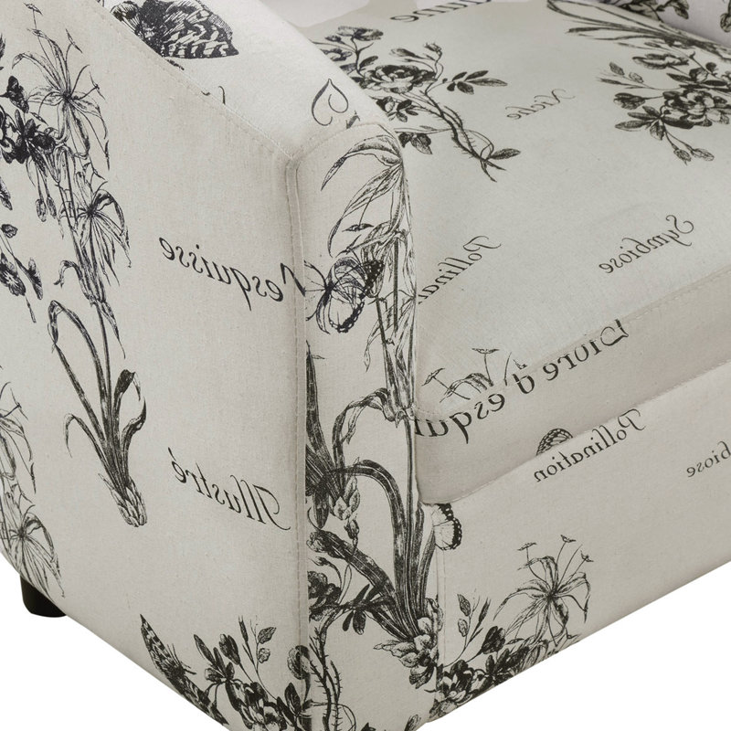 Fauteuil demi-tonneau avec repose-pieds Anges, Polyester doux imprimé botanique