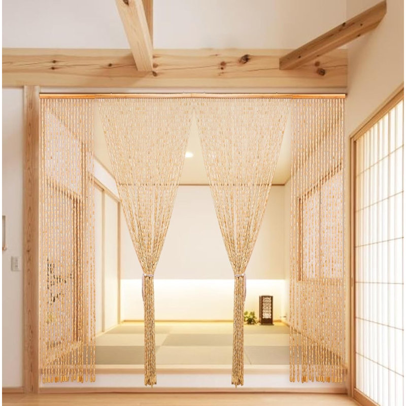 Rideau à rideaux en bois et bambou 52 fils Boho
