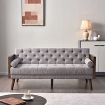 Comfy Sofa Couch with Wood Base and Legs George Oliver Fabric: White Boucle