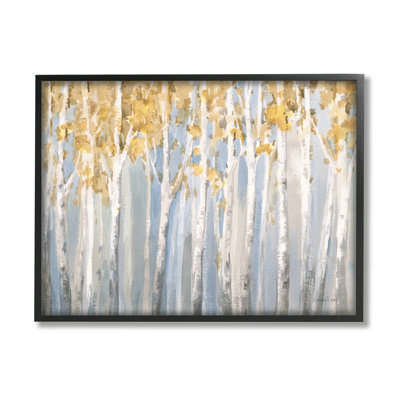" Line Of Birch Trees Mystical Spring Forest Landscape " by Danhui Nai Painting Print