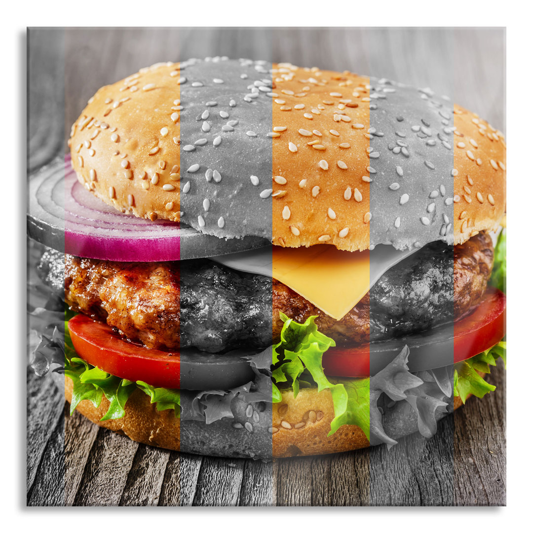 Glasbild Juicy Cheeseburger